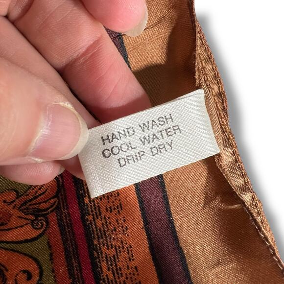 Vintage Womens Scarf Brown Blue Red Orange Floral Print Made in Italy 13962 - Picture 6 of 6